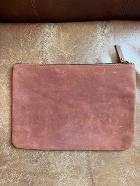Leather Zip Pouch - Brown